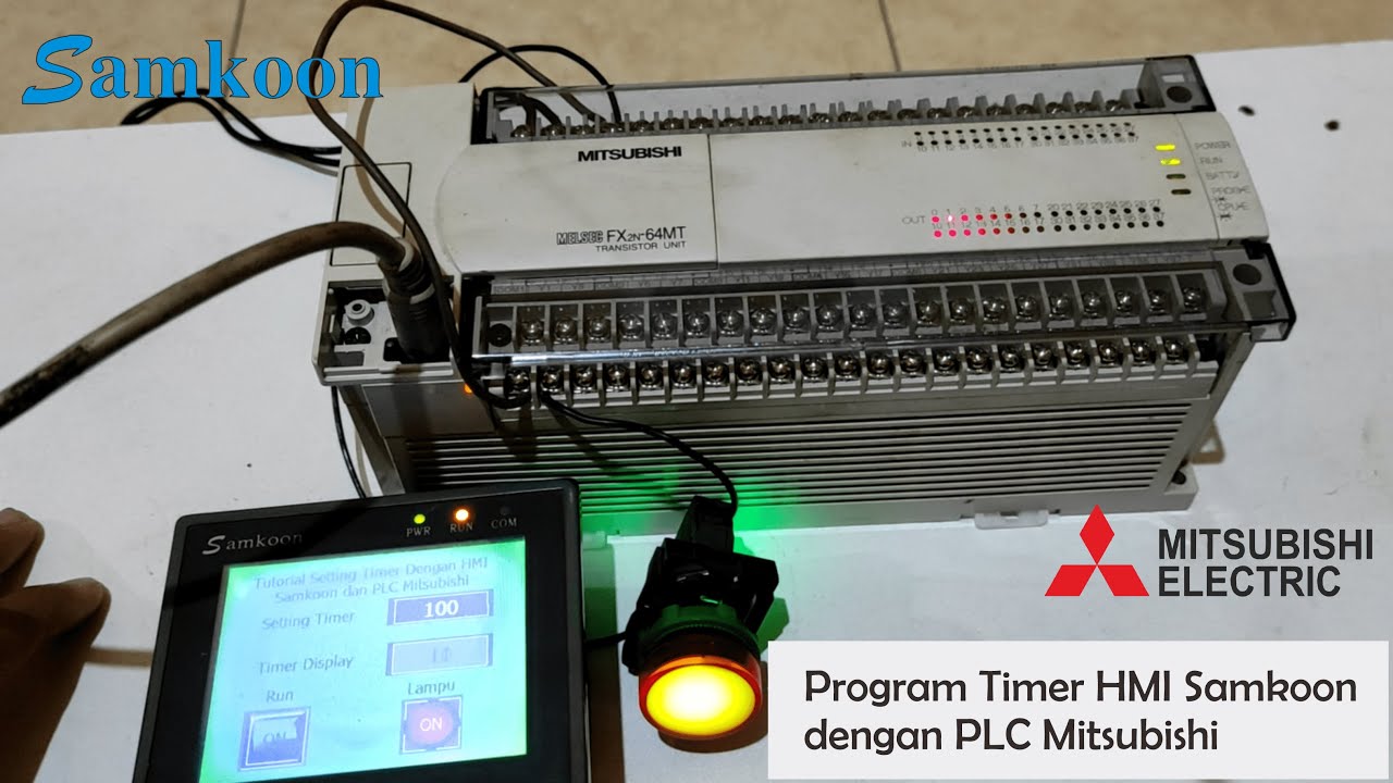 Tutorial / Cara Program Setting Timer dengan HMI samkoon ke PLC Mitsubishi