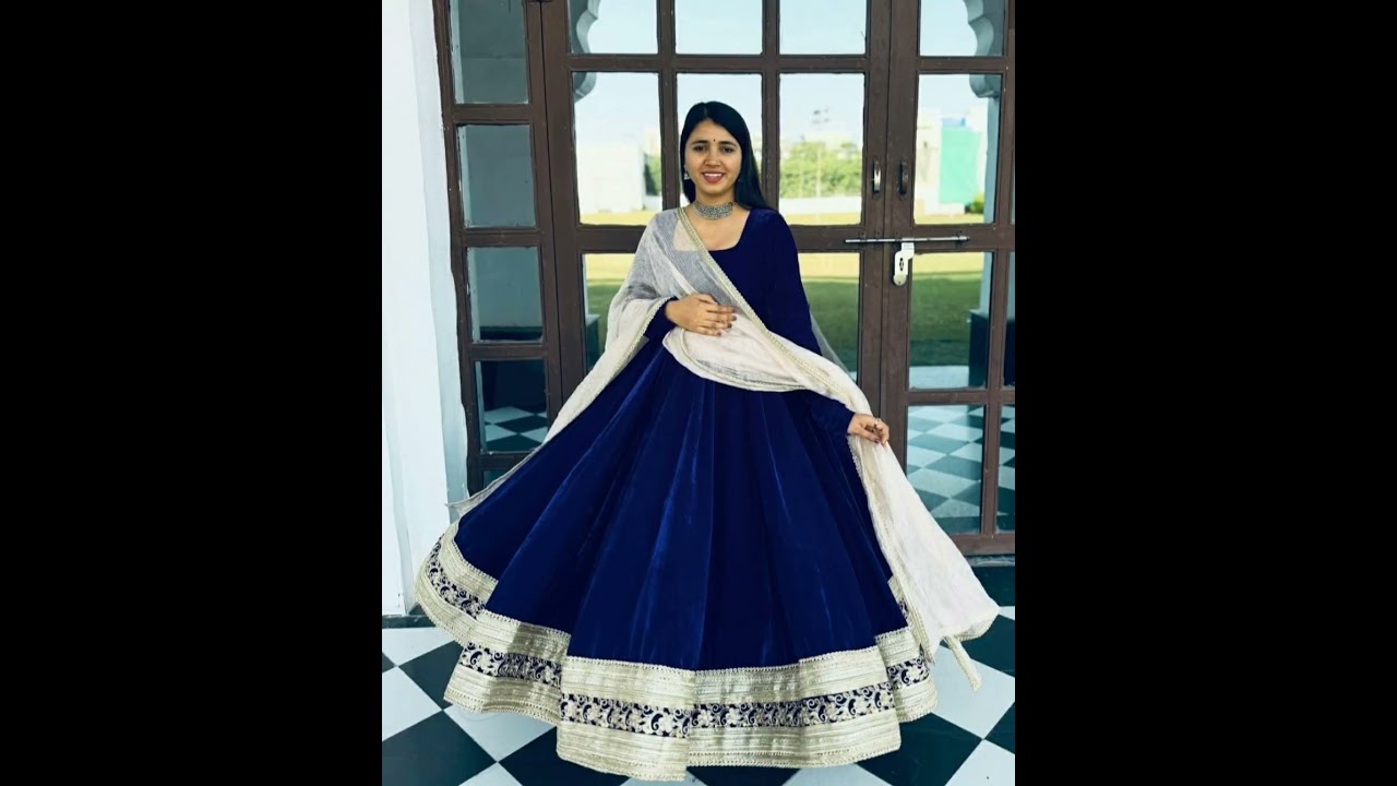 velvet  blue anarkali suit 💙by panchrang😍.