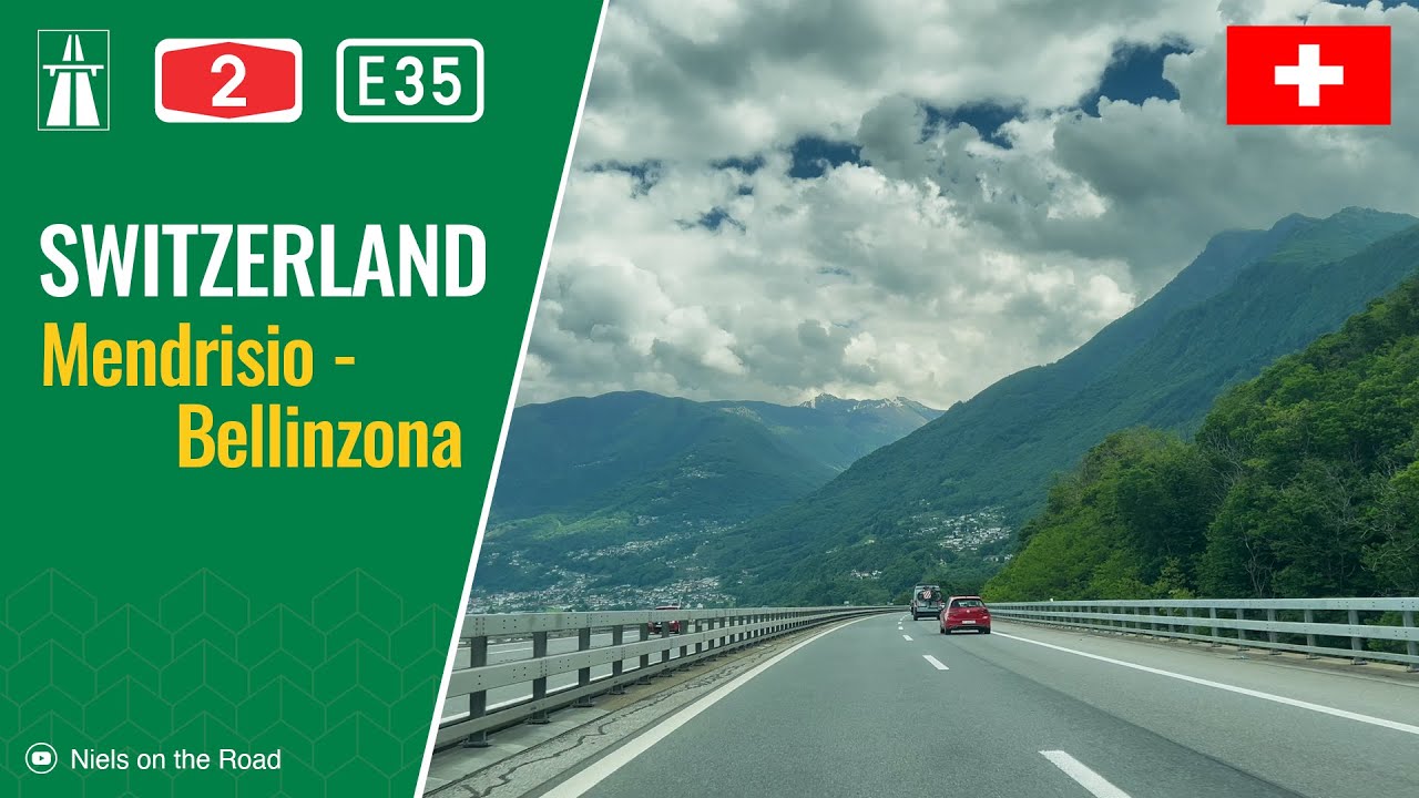 Driving in Switzerland: Autostrada A2 E35 from Mendrisio to Bellinzona