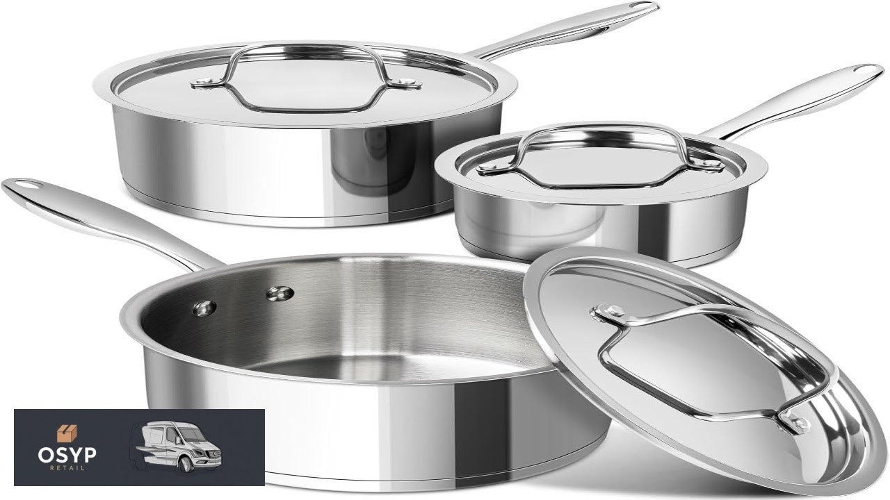 MICHELANGELO Stainless Steel Saucepan Set with Stainless Lids Tri Ply Bottom Sauce Pan