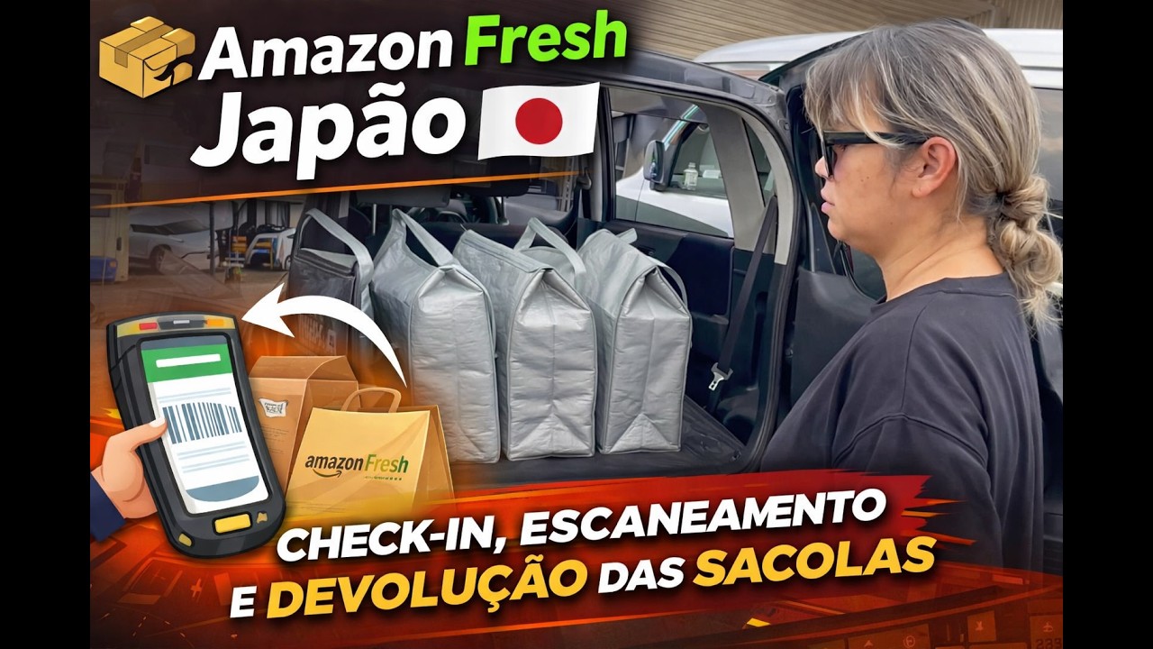📦 Amazon Fresh Japão | Check-in, Escaneamento e Devolução das Sacolas @LiveInnJapan