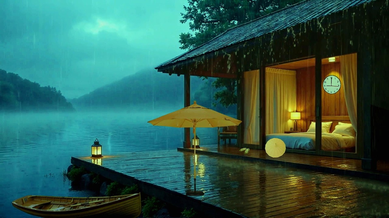 Heavy Rain in the Lakeside Room🥱 | Cozy Rainstorm Ambience by the Lake for Sleep, Study & Relaxation
