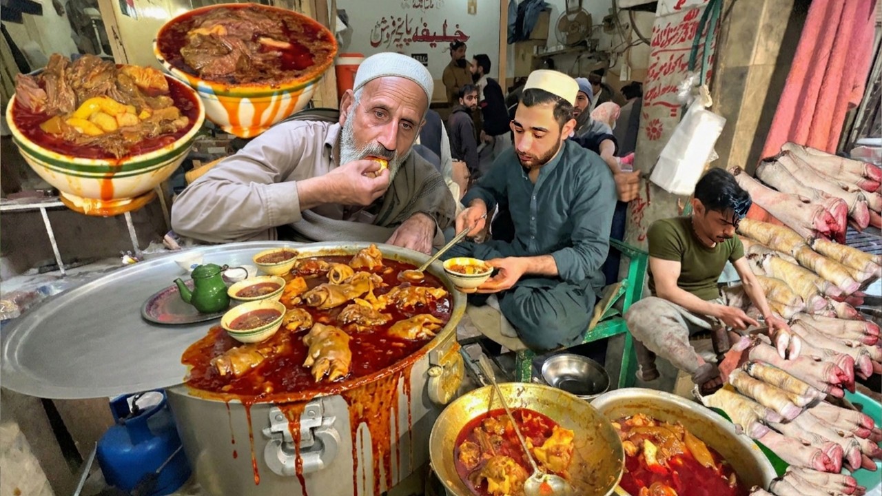 AUTHENTIC FOOD STREET BREAKFAST IN PESHAWAR 😍 SIRI PAYE RECIPE | PAKISTANI STREET FOOD RECIPES