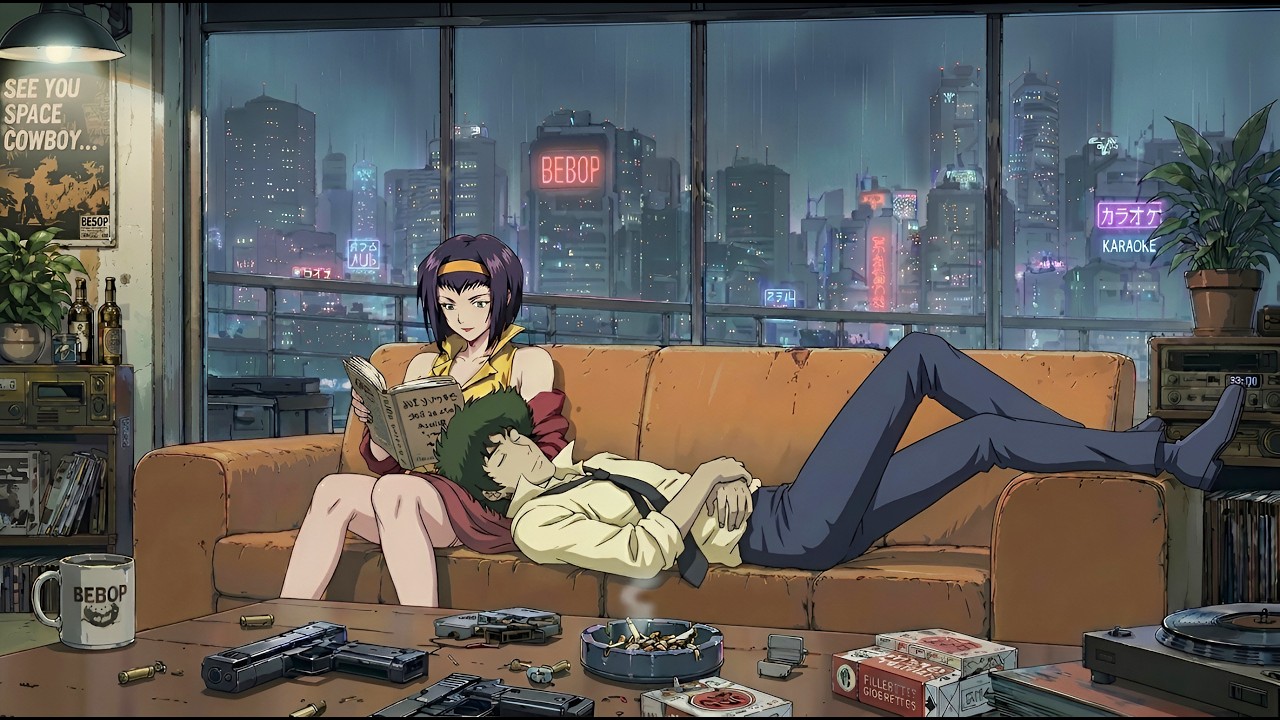 1990's Tokyo Night rain jazz lofi mix  &bull;  Faye x Cowboy Bebop [relaxing music to chill/study to]