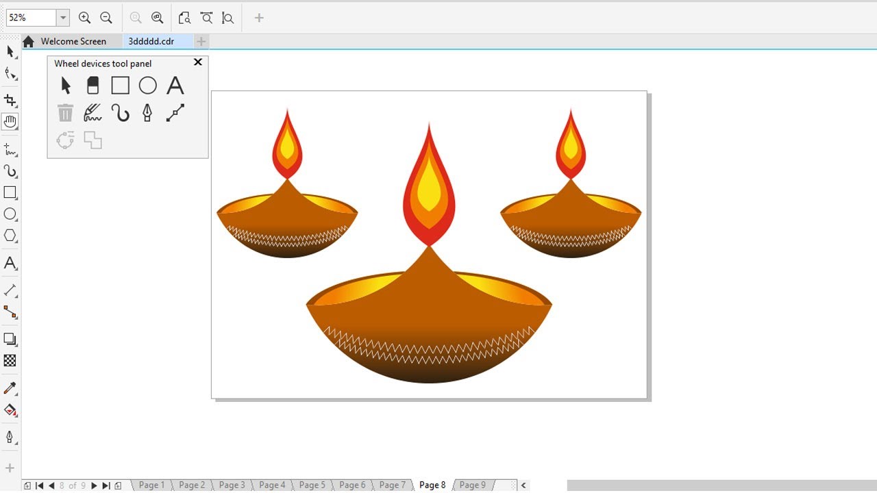 Deepawali ll 189 ll Diwali item, prakash christ , CorelDraw diya