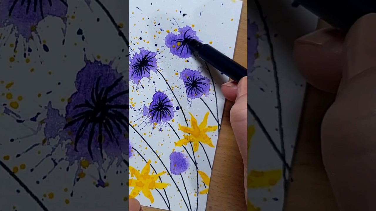How to watercolor flowers 🌷 abstract & easy #shorts #watercolor #easywatercolor #watercolorflowers