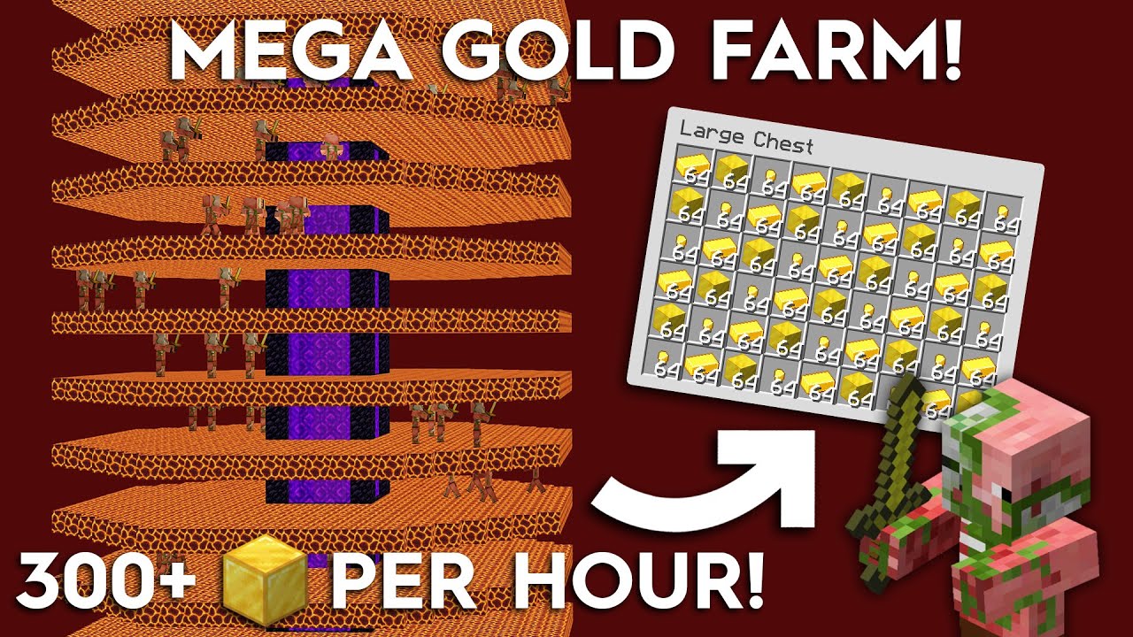 Minecraft Portal Based Gold Farm - 50,000 Items Per Hour!