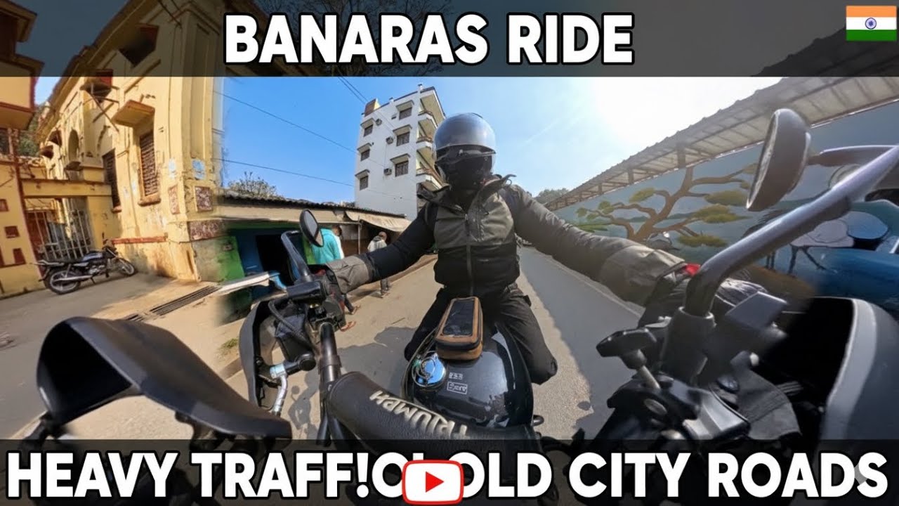 Exploring Varanasi on Two Wheels | Old Buildings & Heavy Traffic Ride | #vlog #triumph