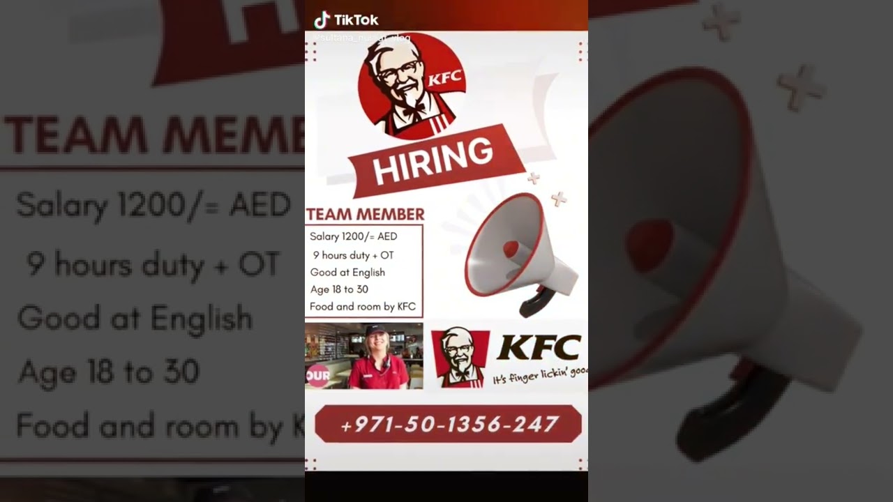#kfc team member hiring for more details #dubai  call and #whatsapp us on +971501356247
