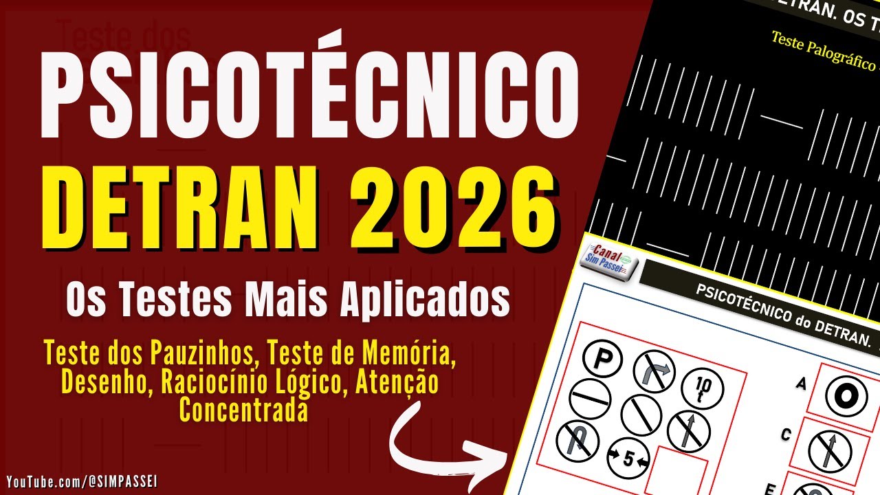 PSICOTECNICO do DETRAN 2026. AVALIAÇÃO PSICOLÓGICA DETRAN 2026. Teste de atenção. Exame psicológico.