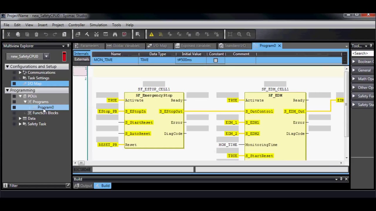 How to define hardware zones in a Sysmac Studio Safety Program