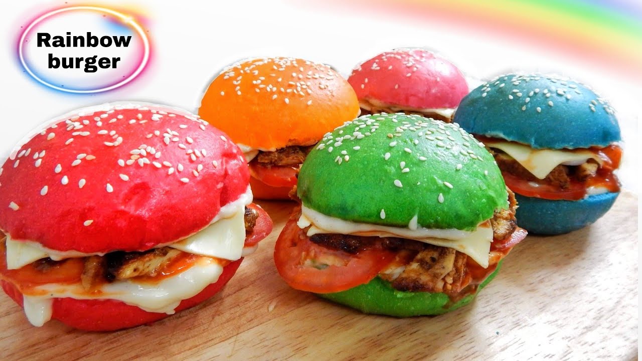 Rainbow Burgers | especially for kids | Colourful Burger Recipe | Yummy Colourful Fancy Burgers.