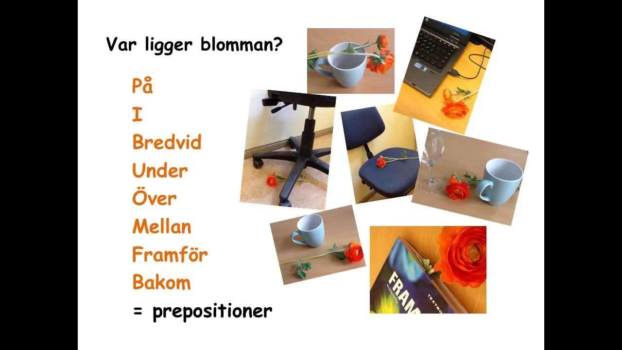 Sfi A/B: På, i, bredvid, under, över, bakom, mellan, framför