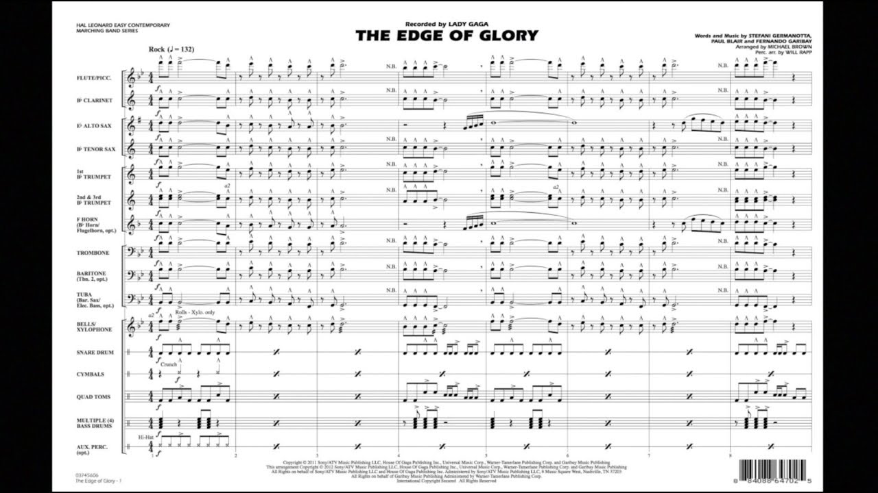 The Edge of Glory arranged by Michael Brown