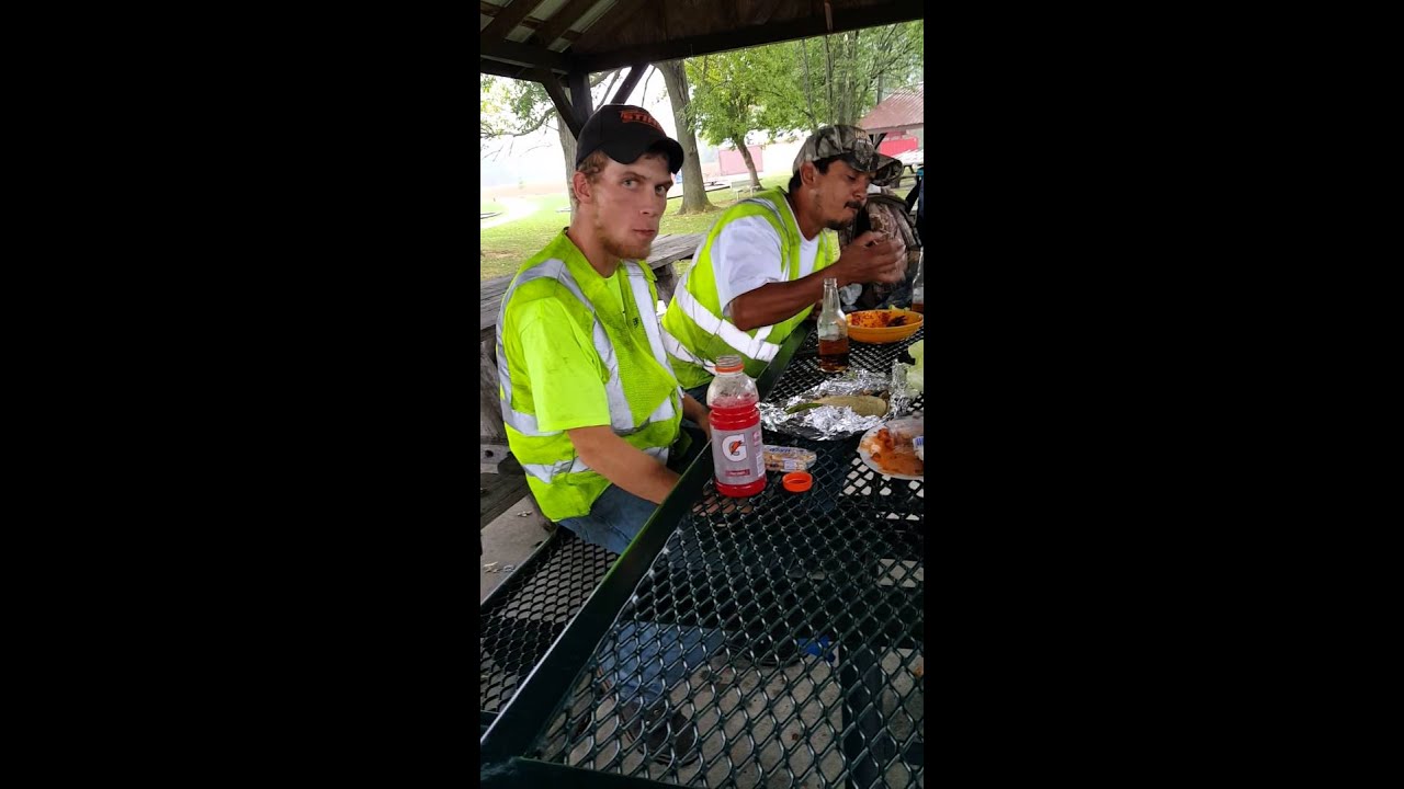 White boy eating spicy food with the mexican friends