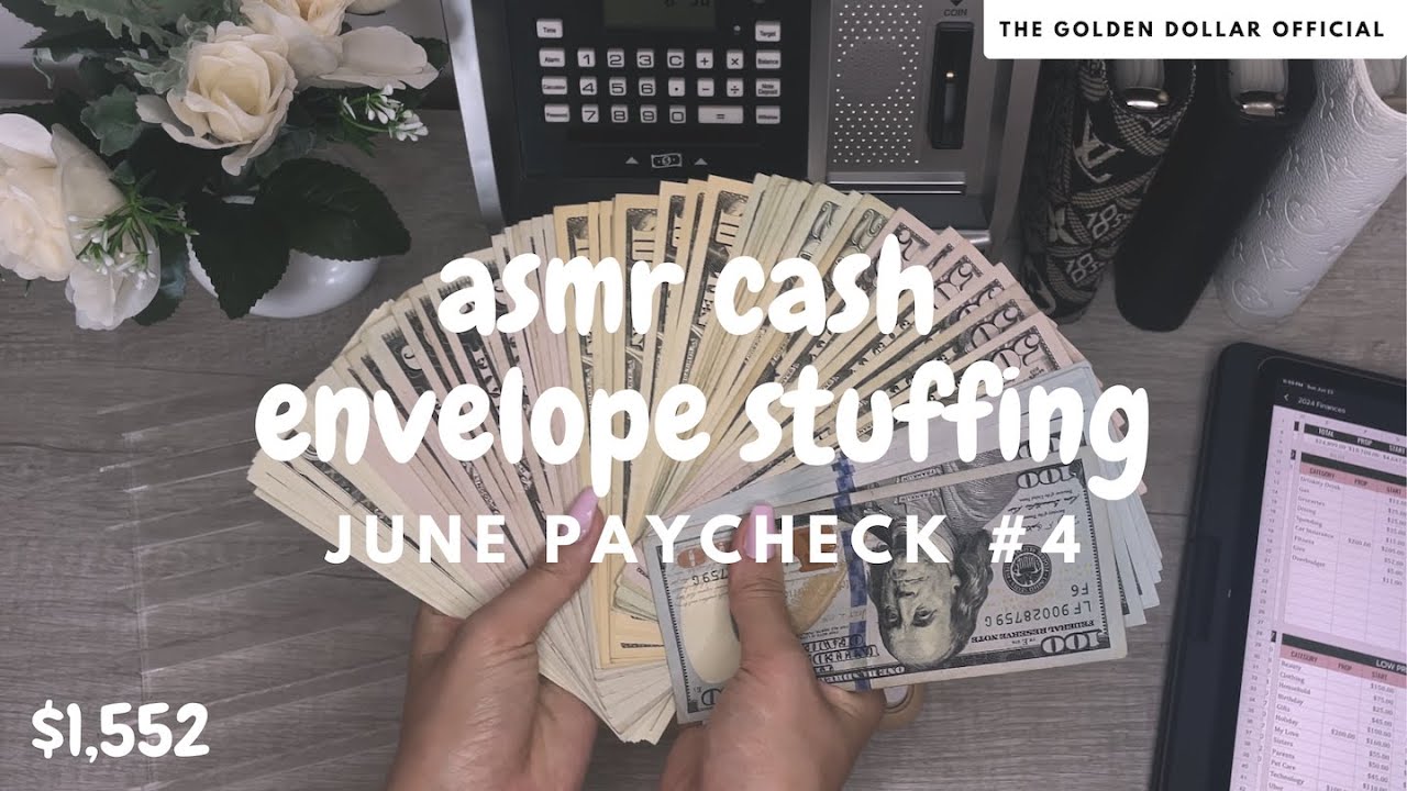 asmr cash envelope stuffing | no talking | june paycheck #4 💙