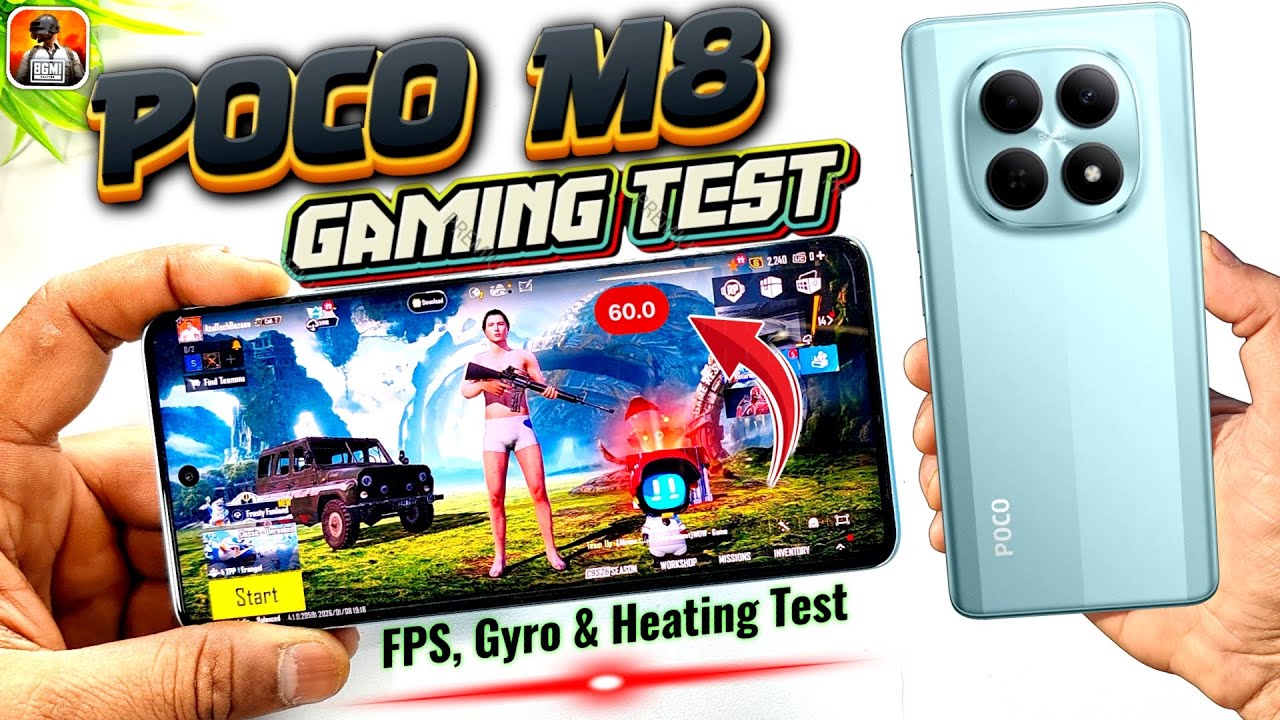 Тест производительности POCO M8 в PUBG (BGMI) при 60 FPS и проверка гироскопа | Лучший игровой мо...