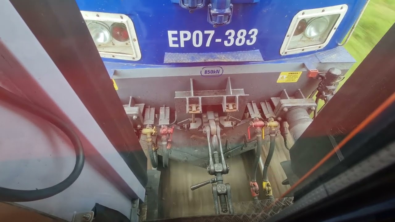 Praca EP07-383 - rozruch do 120km/h - hamowanie, ponowne rozpędzanie