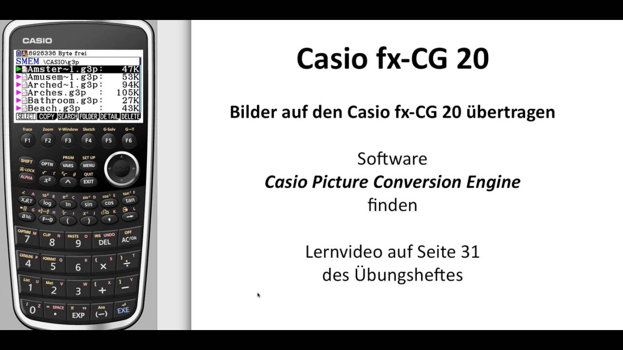 Конвертация изображений Casio FX-CG20 в g3p и как перенести их на Casio FX-CG 20