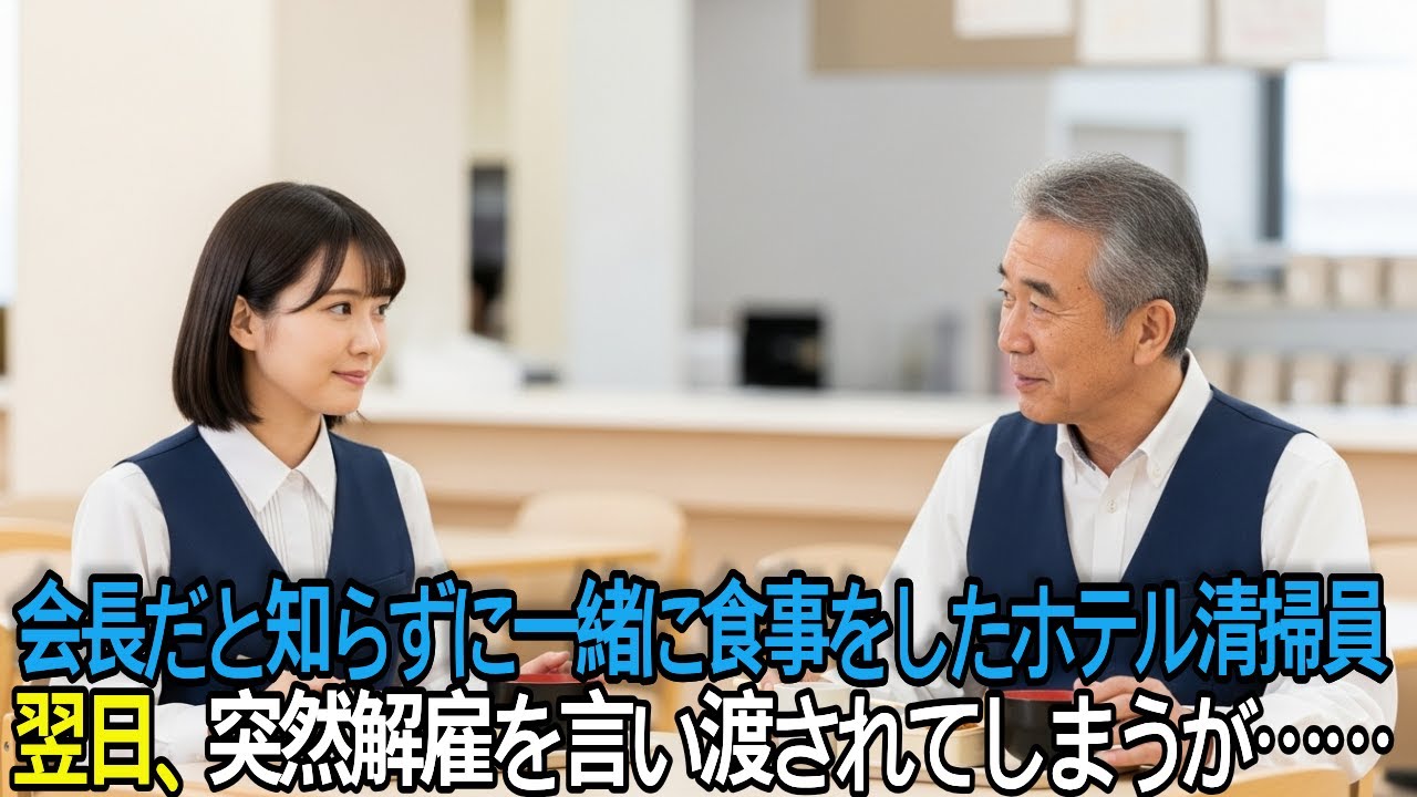会長だと知らずに一緒に食事をしたホテル清掃員 翌日、突然解雇を言い渡されてしまうが……シングルマザー ,不当解雇  ,感動 ,ホテル清掃員 ,逆転人生, 物語、ドラマの物語