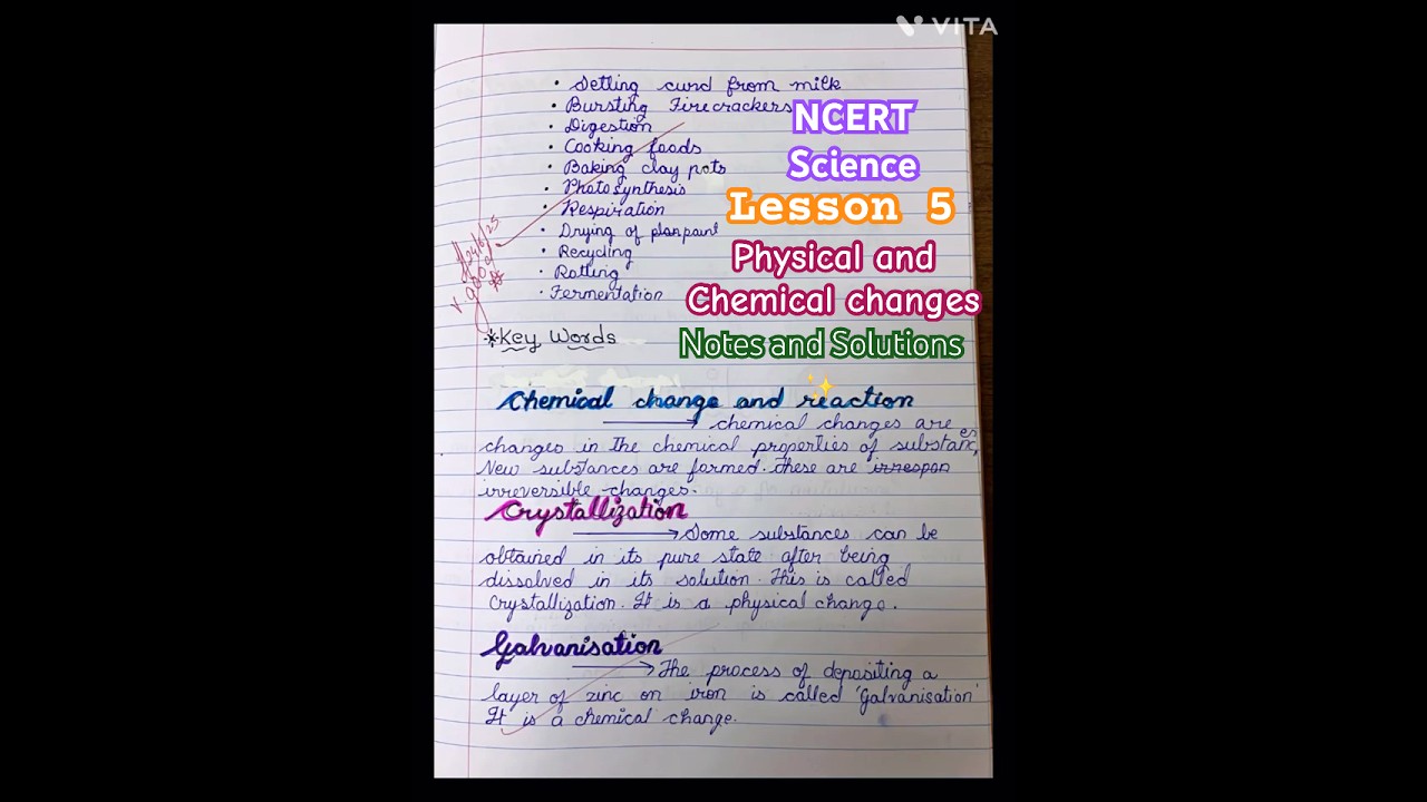 Class 7 || NCERT || Science || Chapter 5 || Physical and Chemical Change 🧪||NOTES||SOLUTIONS  📚📘✨
