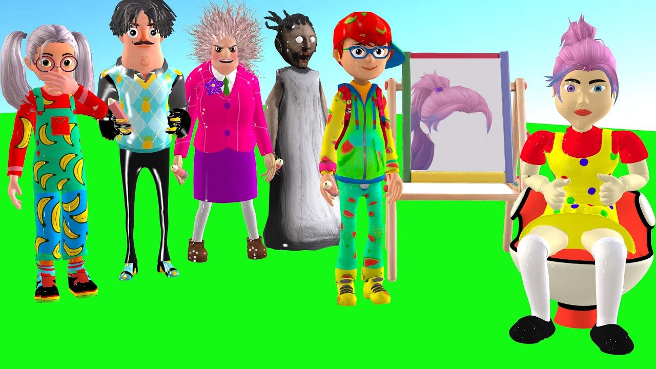 Scary Teacher 3D vs Squid Game Draw Hair Squid Girl Beautiful or Error Challenge 5 Times Challenge