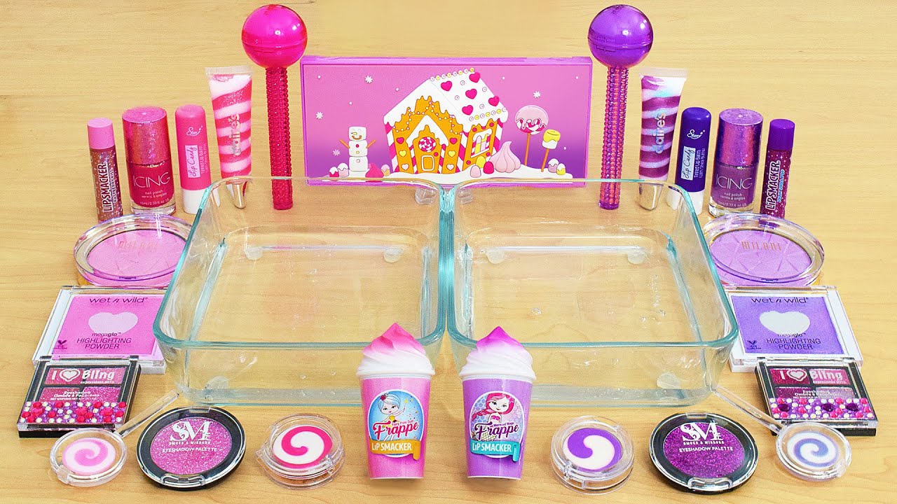Pink vs Purple - Mixing Makeup Eyeshadow Into Slime ASMR