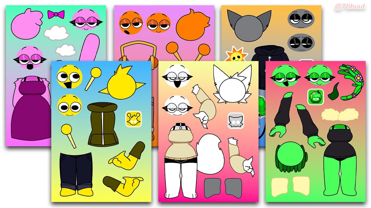 Sprunki Retake New Human With New Bonus Sticker Book 👓 스프런키 리테이크 뉴휴먼 스티커 꾸미기 asmr