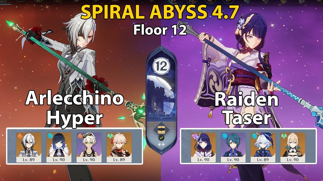 Spiral Abyss Floor 12 (4.7) Arlecchino Hyper and Raiden Taser + BUILD | Genshin Impact