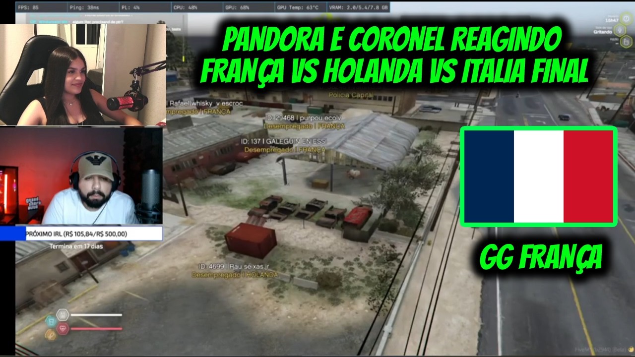PANDORA E CORONEL REAGINDO  FRANÇA VS HOLANDA VS ITALIA FINAL
