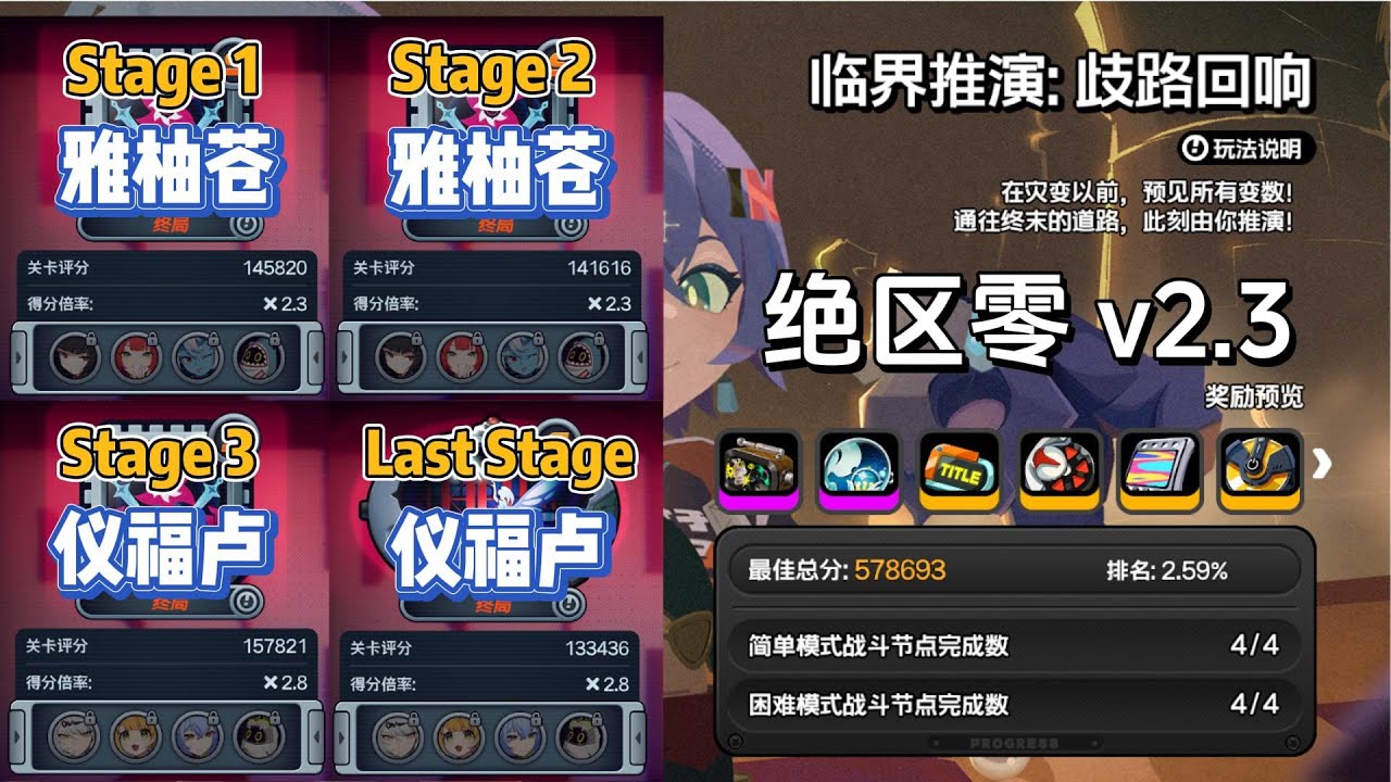 【绝区零 v2.3】｜临界推演: 岐路回响 - 总分578693