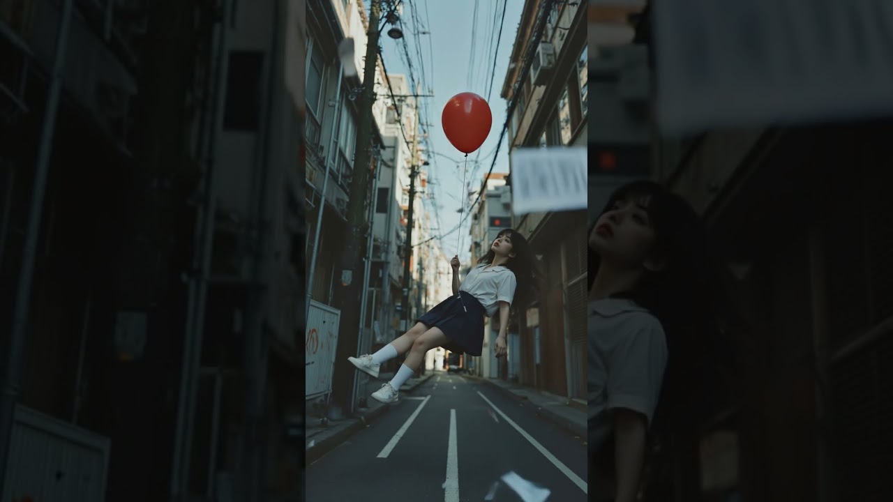 Upside Down World! Schoolgirl FLOATING Mid-Air in a Gravity-Defying Scene | AI Surreal Magic
