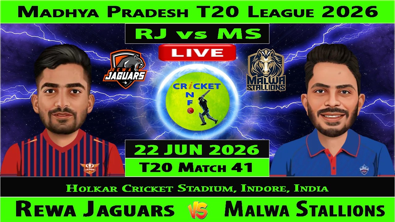 Malwa Stallions vs Rewa Jaguars Live | RJ vs MS Live | 41st T20 Match of Madhya Pradesh League 2026