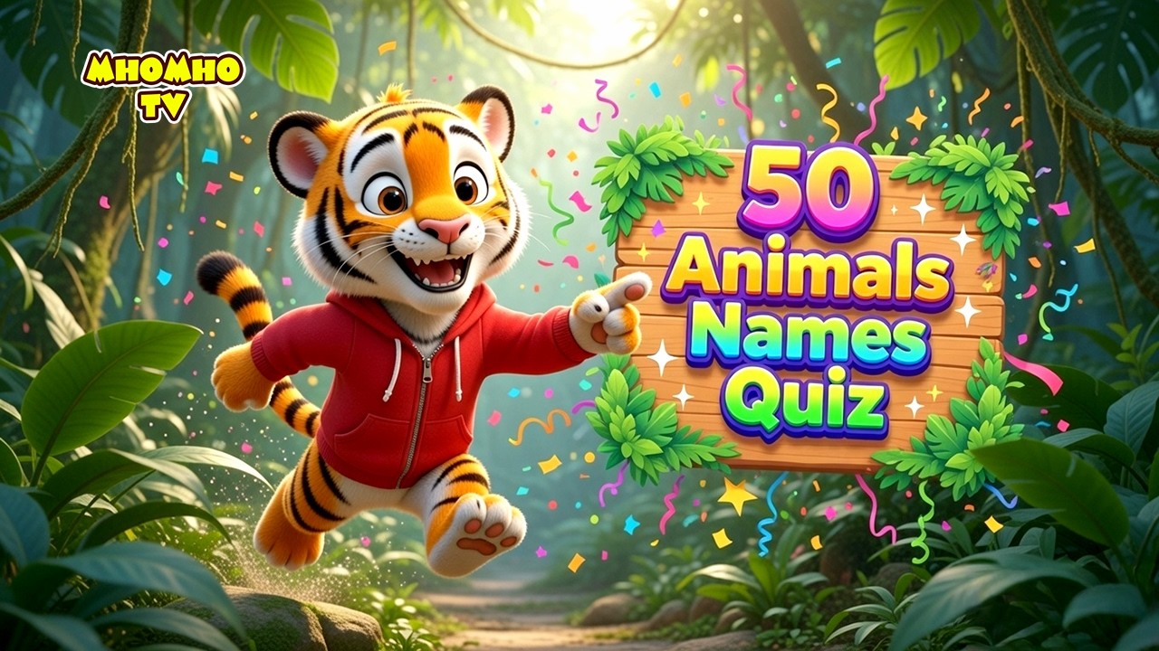 Animal Quiz for Kids 🐯 | Can You Name These 50 Animals? | Learn Animal Names with spellings