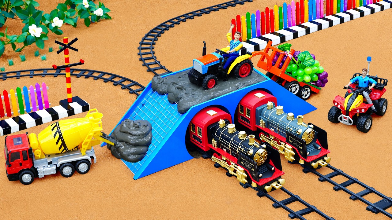 Diy Mini Tractor Builds Brick and Metal Bridges | Science Project for Train Tracks