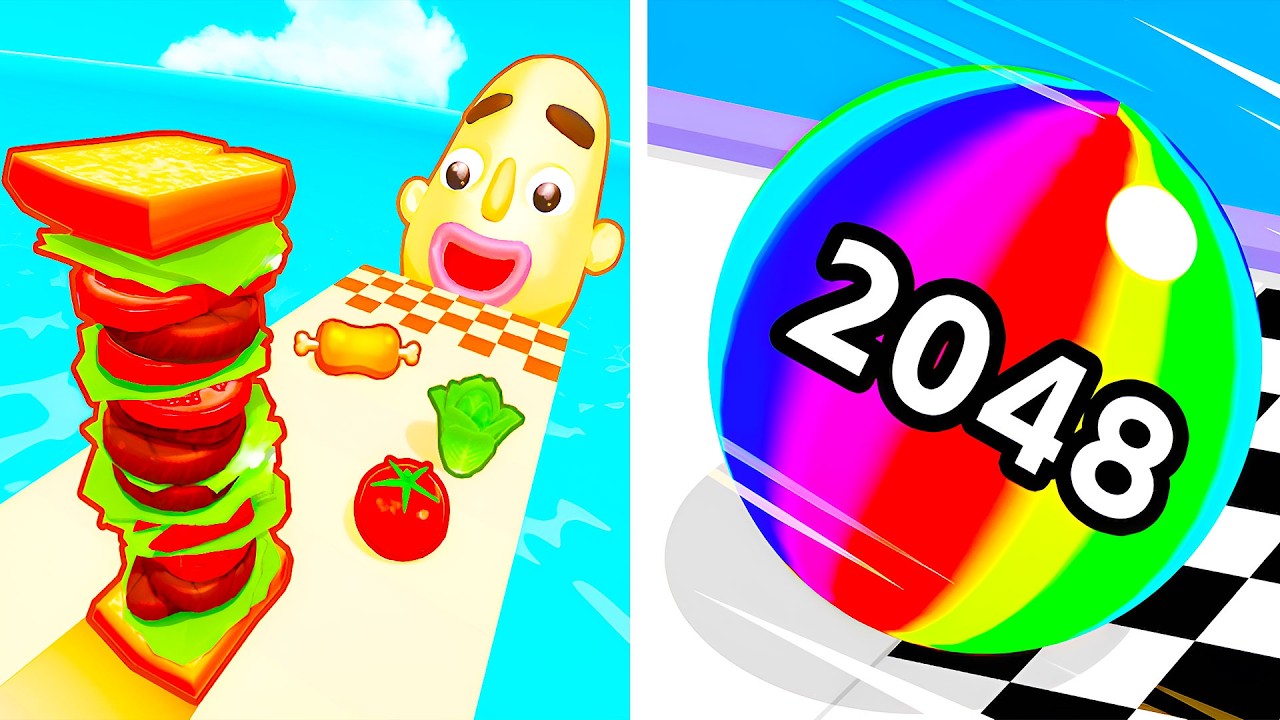 Sandwich Runner VS Ball Run 2048 🥪🔴 All Levels Max Update Walkthrough Mobile NEW Gameplay S7RX