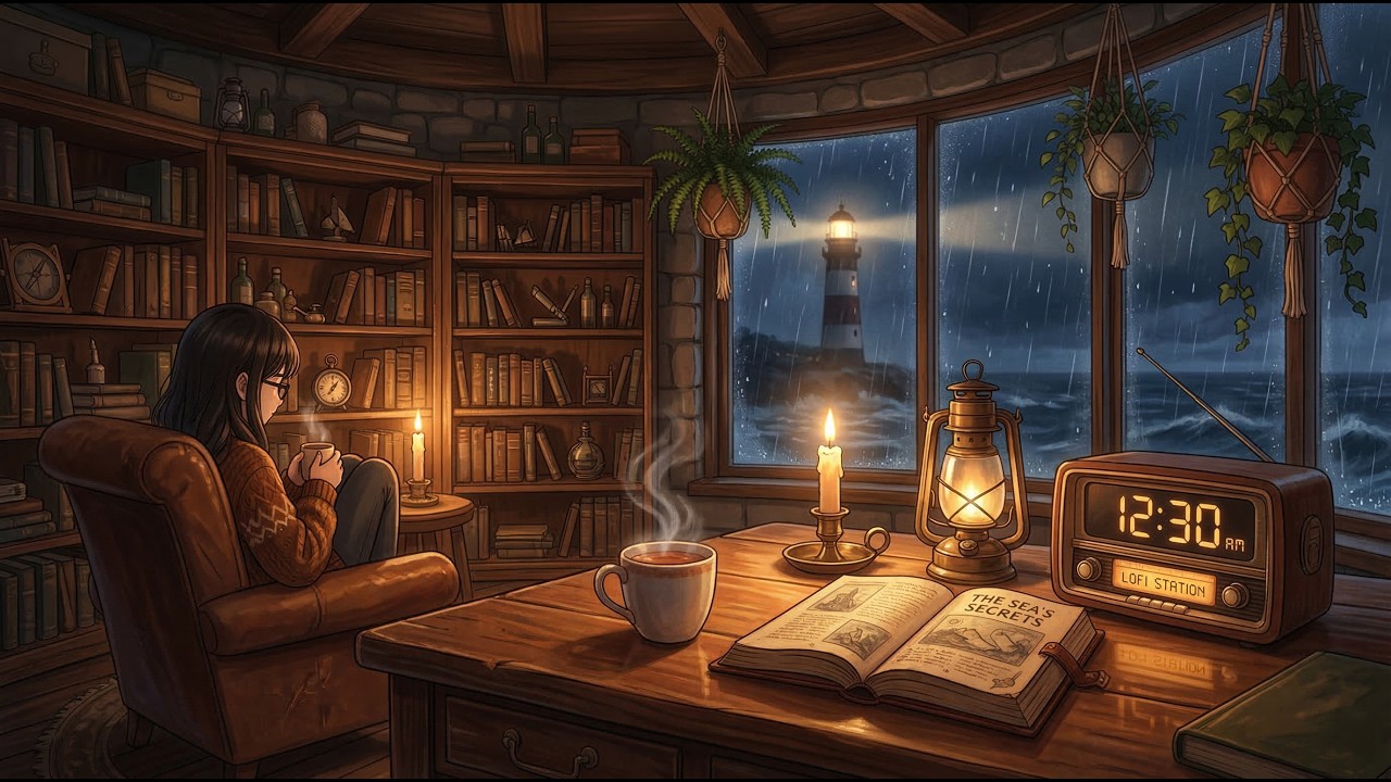Cozy Lofi Beats Lighthouse Library 🌊🗼 Lighthouse Cozy Lofi Beats for Studying, Reading and Relaxing