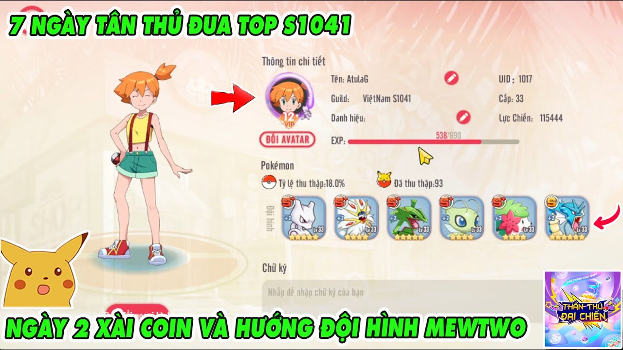 THẦN THÚ ĐẠI CHIẾN : NGÀY 2 TÂN THỦ S1041 - HÀNH TRÌNH LỤM TOP 1 VÀ BUILD MEWTWO