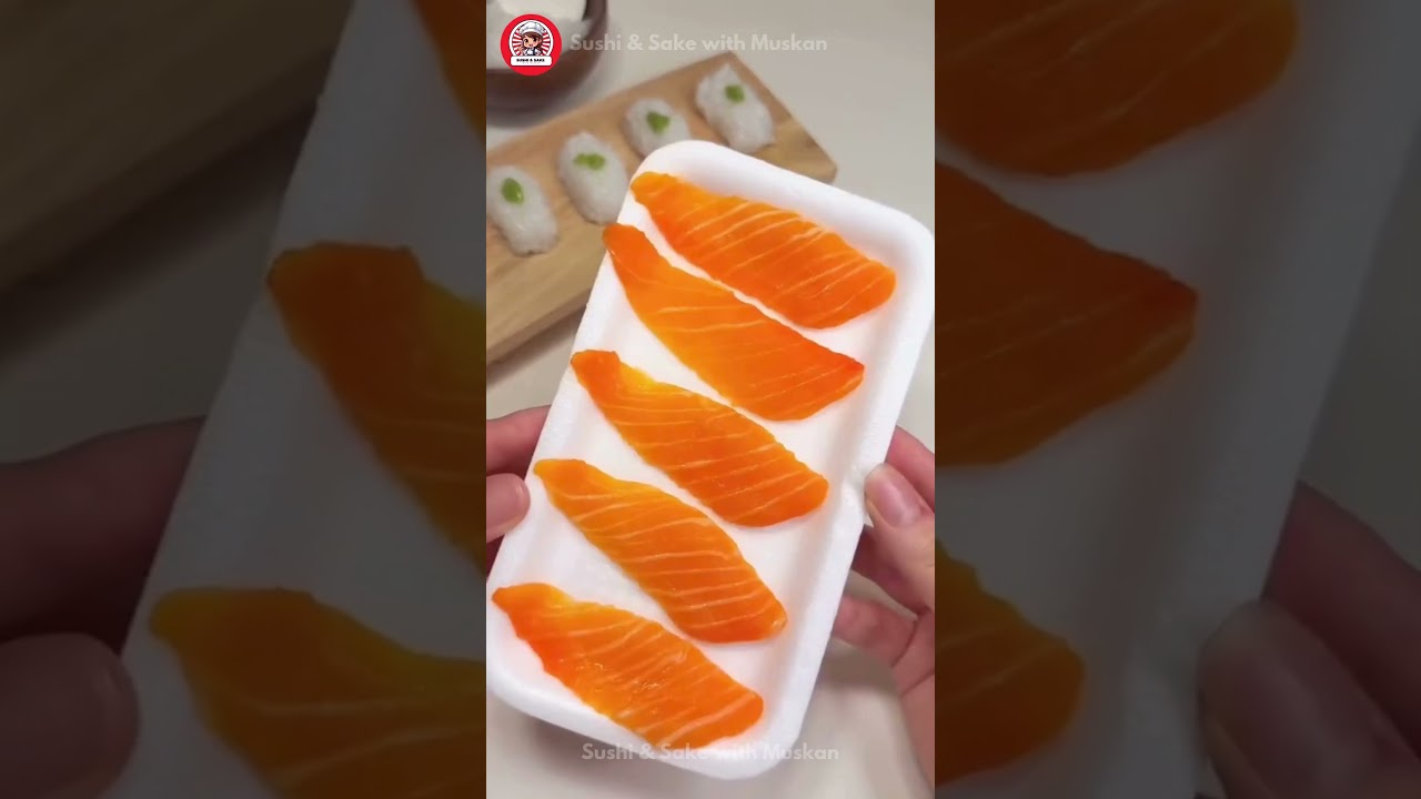 Kneading Imitation Salmon Sushi  Relaxing Craft Moments 🍣✨RelaxingCrafts #SatisfyingDIY #ASMRCrafts