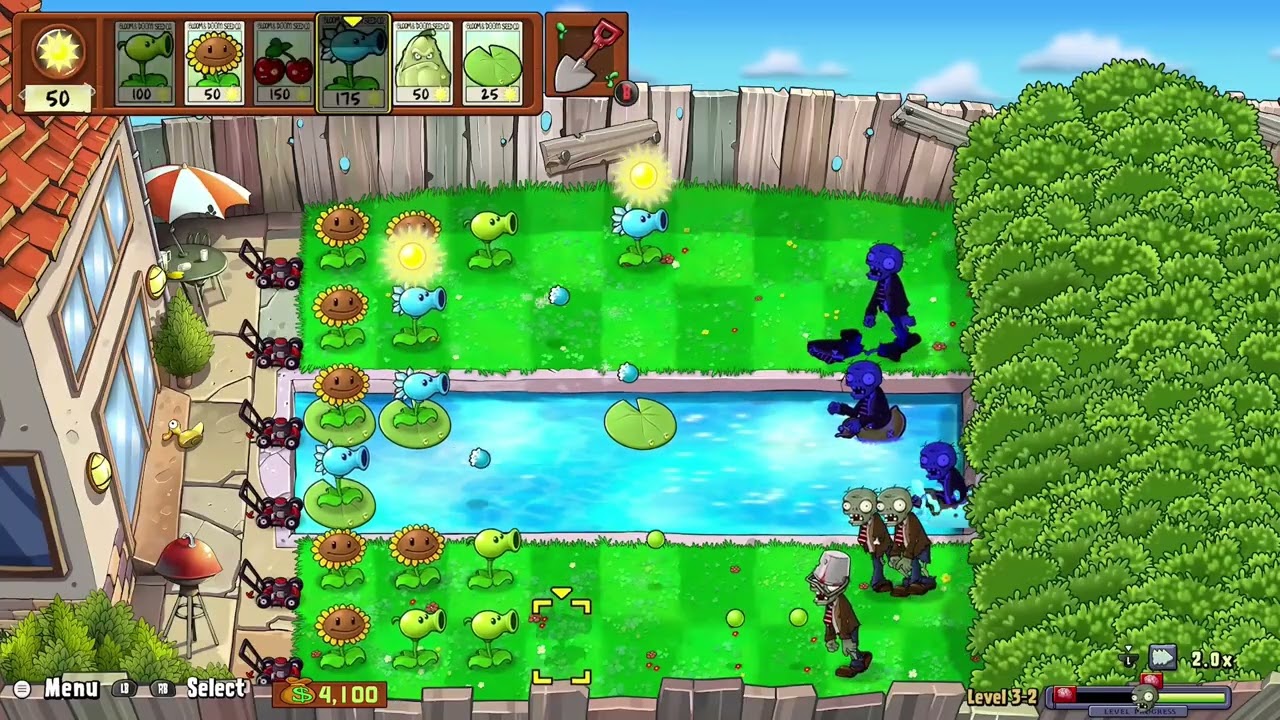 plants vs zombies replanted adventure, mode walkthrough part 22 level 3 -2