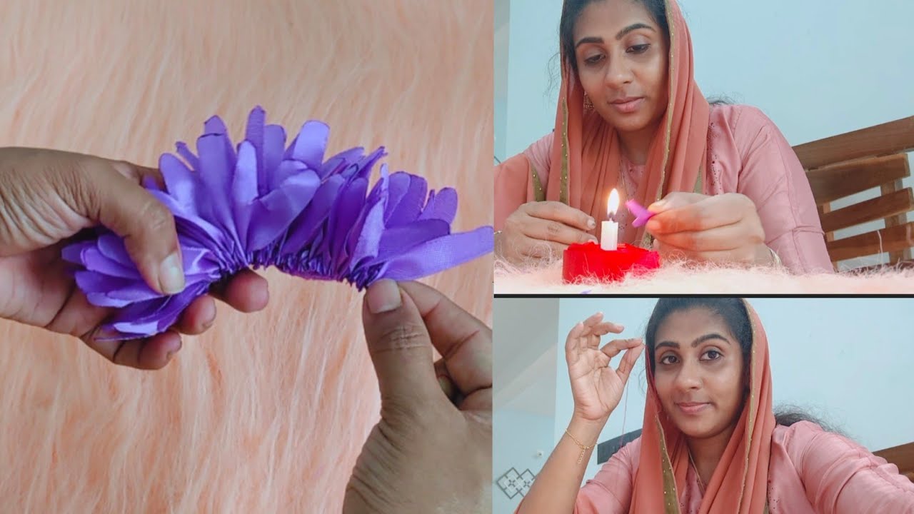Satin flower കൊണ്ട് hair band ഉണ്ടാക്കാം 