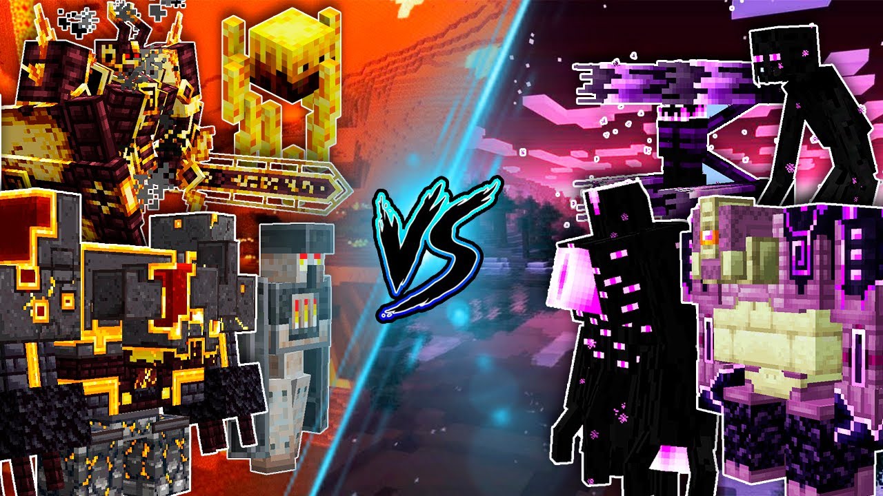 Nether Bosses vs Ender Bosses | Minecraft Every Ender And Nether Mobs Fight (1.19.3 JAVA)