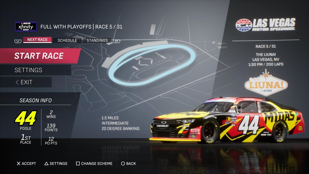 Nascar 25 Season Mode-Xfinity Race 5: Las Vegas
