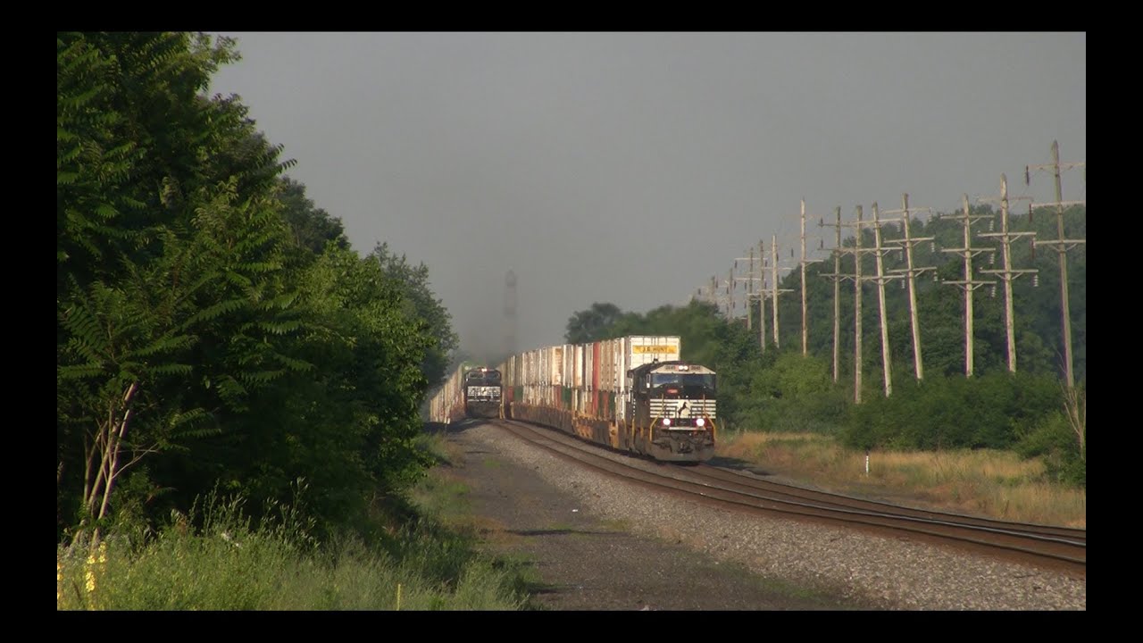 Two Stack Trains Side-by-Side on the NS Harrisburg Line