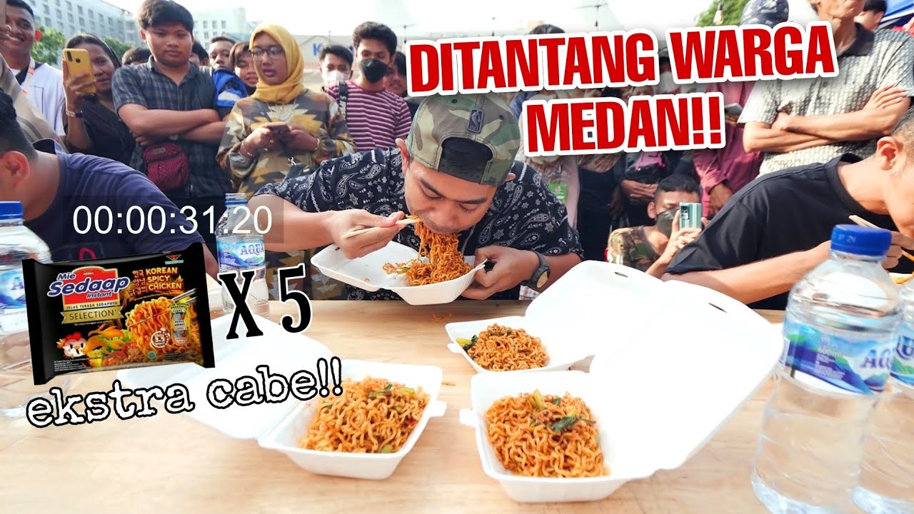 LOMBA MAKAN MIE SEDAAP KOREA PEDAS EKSTRA CABE VS WARGA MEDAN!!