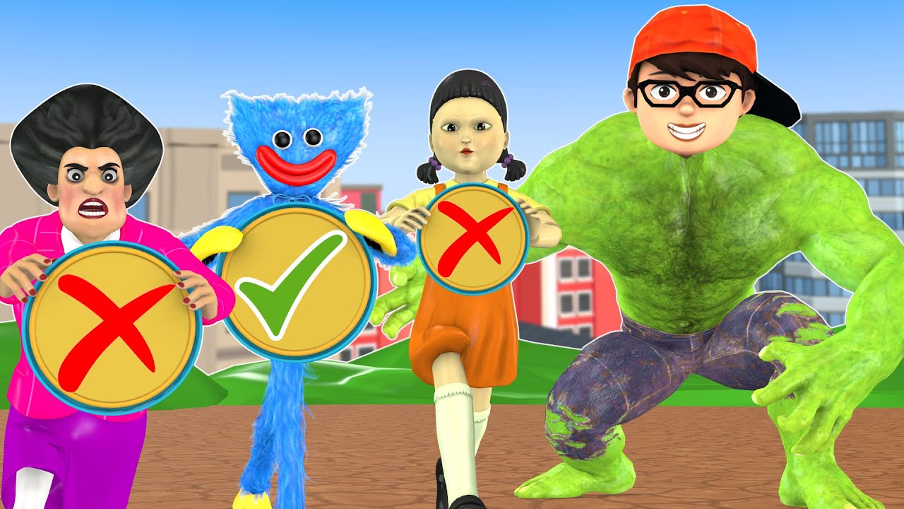 Squid Game (오징어 게임) vs Scary Teacher 3D Miss T troll 3Neighbor Overcoming the Orange Candy Challenge