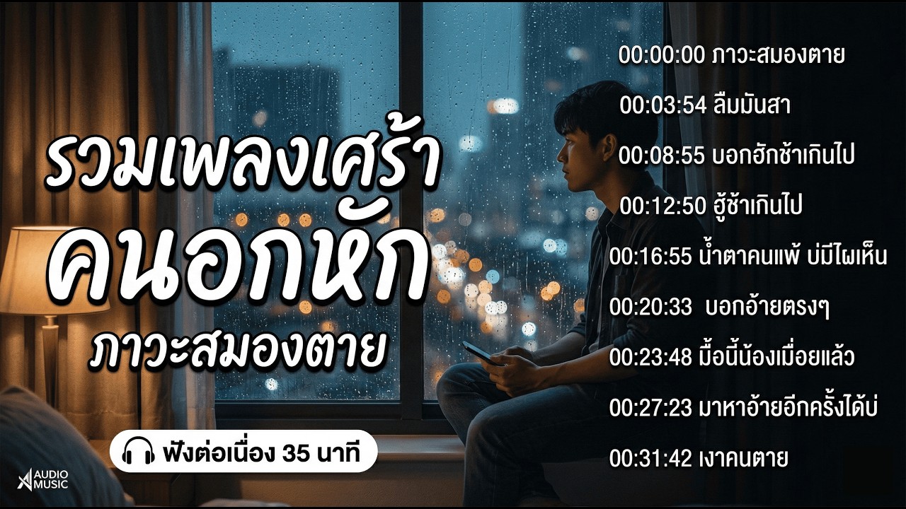 รวมเพลงอกหัก [ภาวะสมองตาย, ลืมมันสา] - ฟังต่อเนื่อง 35 นาที | ฟังต่อเนื่องเพราะๆ