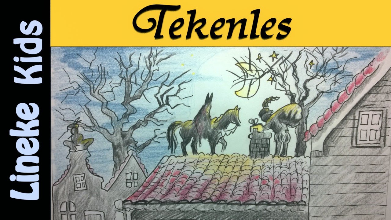 Sinterklaas en Zwarte piet op het dak tekenen!