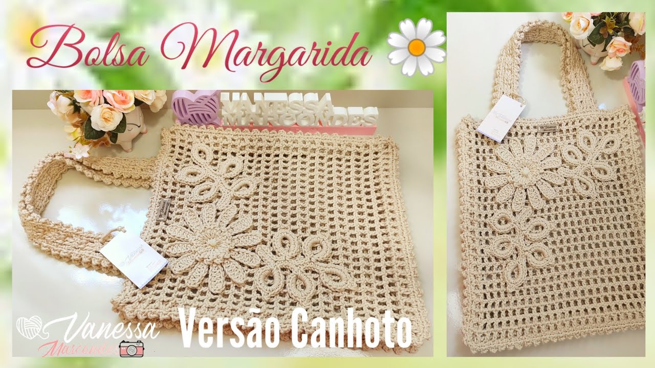 Bolsa Margarida em Crochê /Prada modificada. Versão Canhoto. @Vanessa Marcondes. Vlogs de Crochê