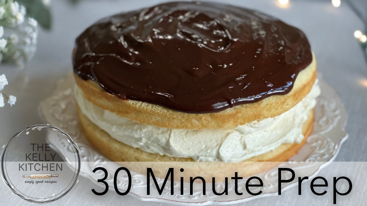 Quick Boston Cream Pie With Vanilla Cool Whip Filling - And My Tips for a Perfect Chocolate Ganache